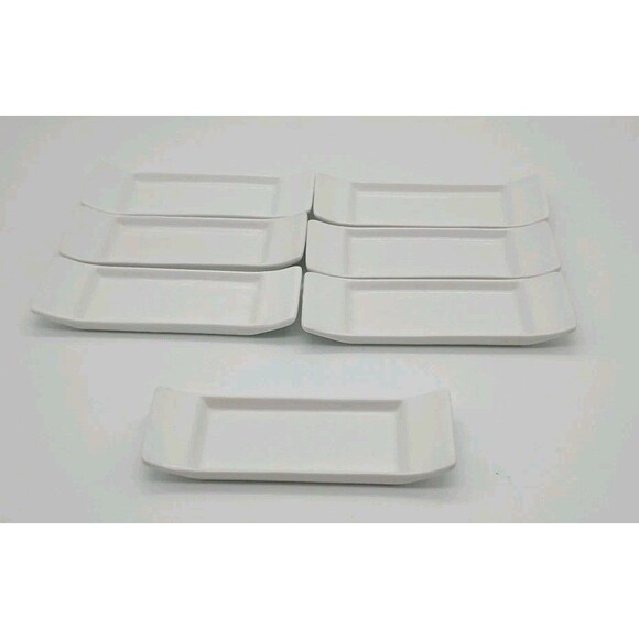 7 Pier 1 Condiment  Wasabi Sushi Dipping Trays Small Rectangle White Ceramic - Picture 1 of 4
